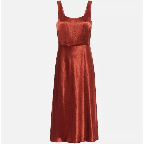 Vince Fitted Satin Midi Slip Dress US 10 Rust Burnt Orange Formal Party Glam - Picture 3 of 15